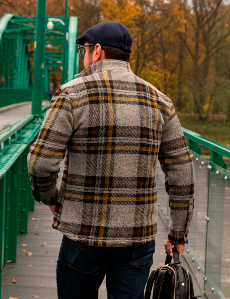 Warm men's sheep wool plaid jacket Jack